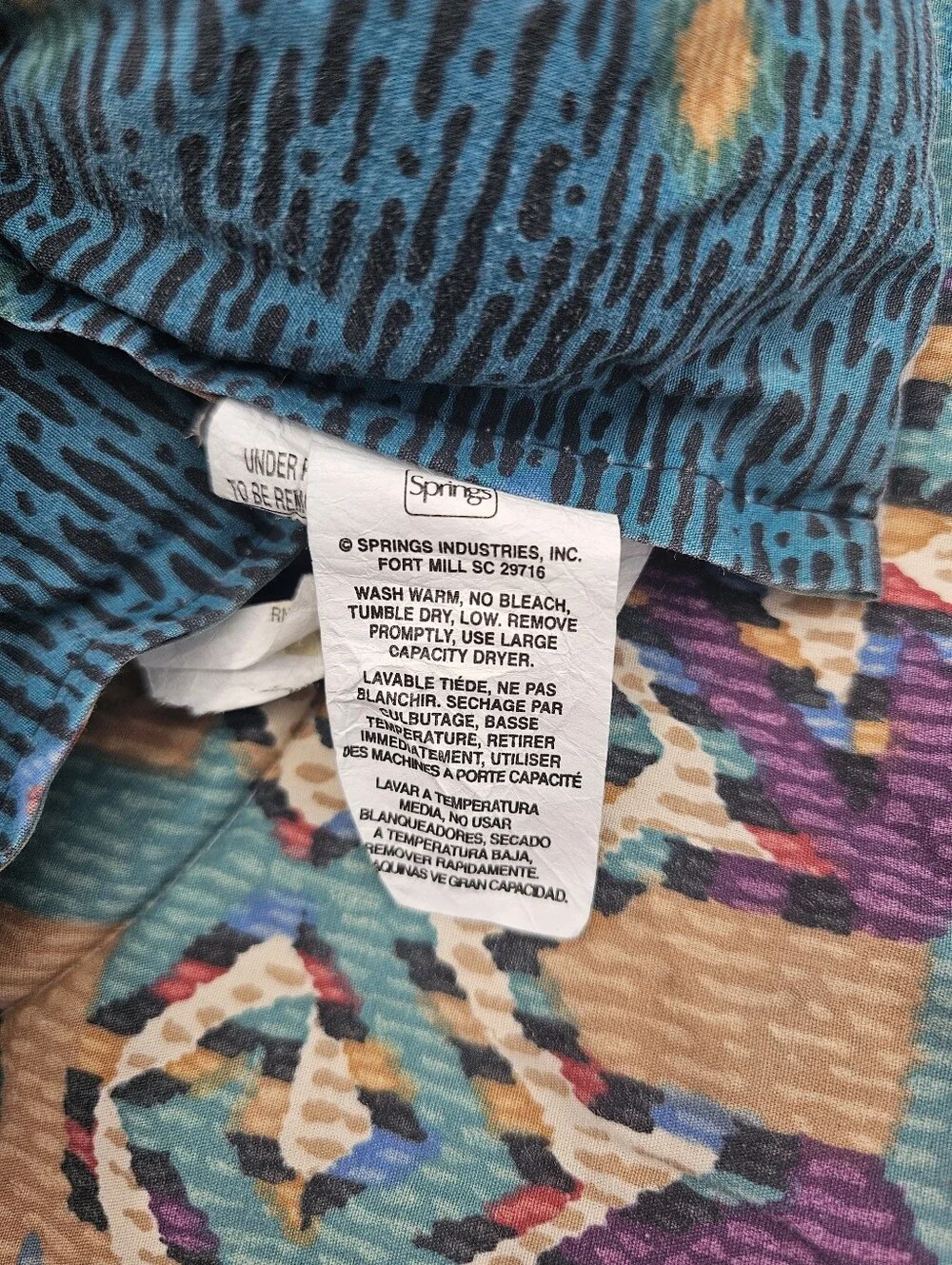 Springs Industries Aztec Queen Comforter Blanket USA Made 50/50 Blend Reversible